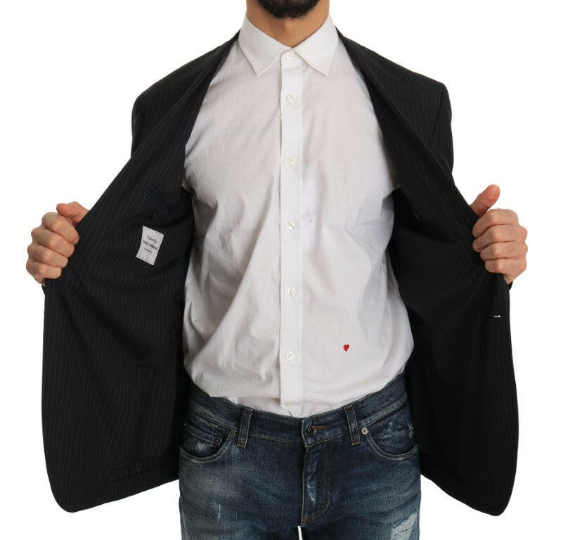 Dolce & Gabbana Gray Striped Wool Jacket Coat Slim Blazer -   -  Dolce & Gabbana.