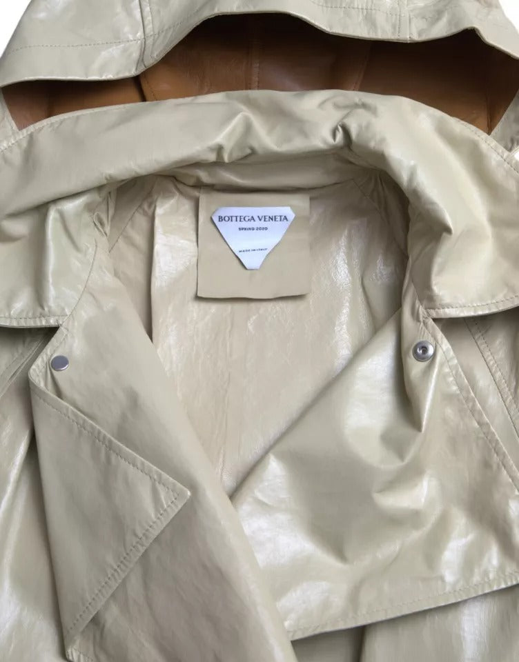 Bottega Veneta Beige Lambskin Leather Trench Coat Jacket -   -  Bottega Veneta.