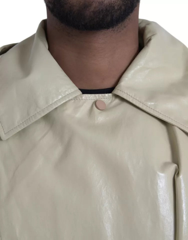 Bottega Veneta Beige Lambskin Leather Trench Coat Jacket -   -  Bottega Veneta.