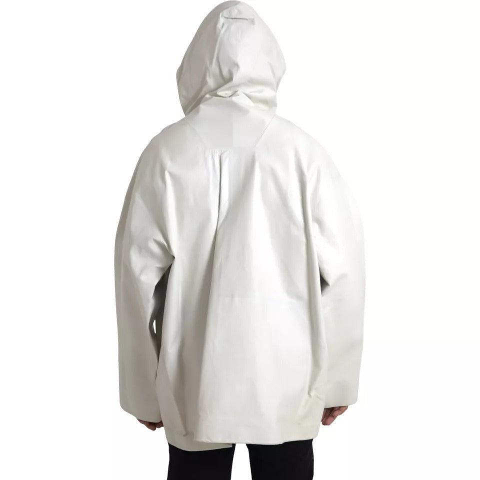 Bottega Veneta White Leather Men Waterproof Jacket Blouson -   -  Bottega Veneta.