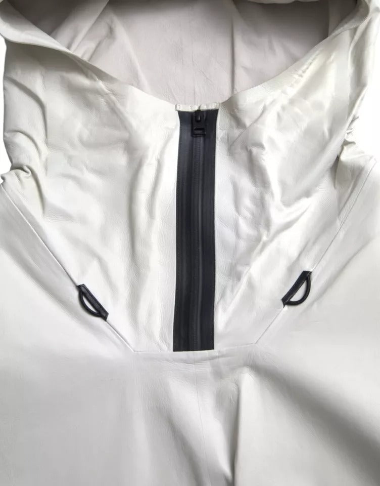 Bottega Veneta White Leather Men Waterproof Jacket Blouson -   -  Bottega Veneta.