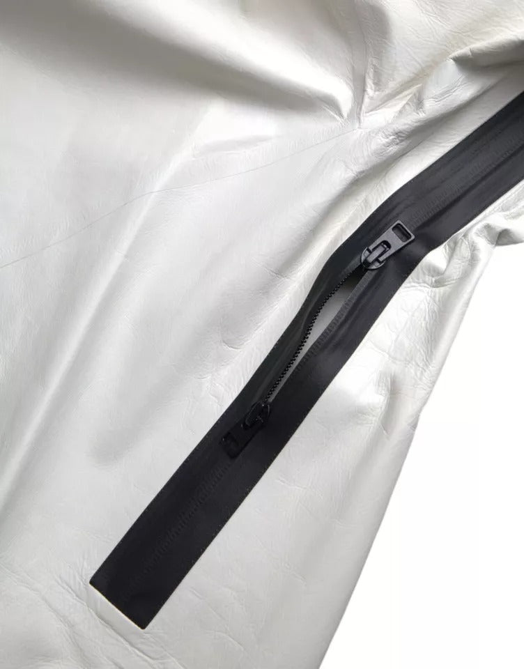 Bottega Veneta White Leather Men Waterproof Jacket Blouson -   -  Bottega Veneta.