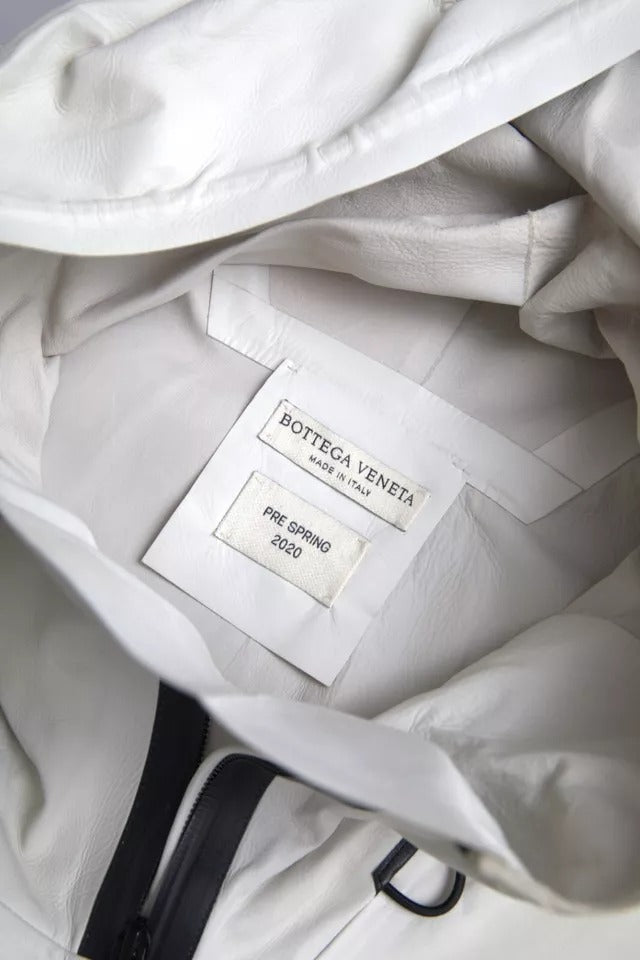 Bottega Veneta White Leather Men Waterproof Jacket Blouson -   -  Bottega Veneta.