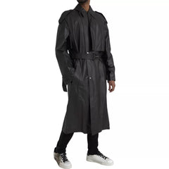 Bottega Veneta Black Leather Men Waterproof Trenchcoat Jacket -   -  Bottega Veneta.