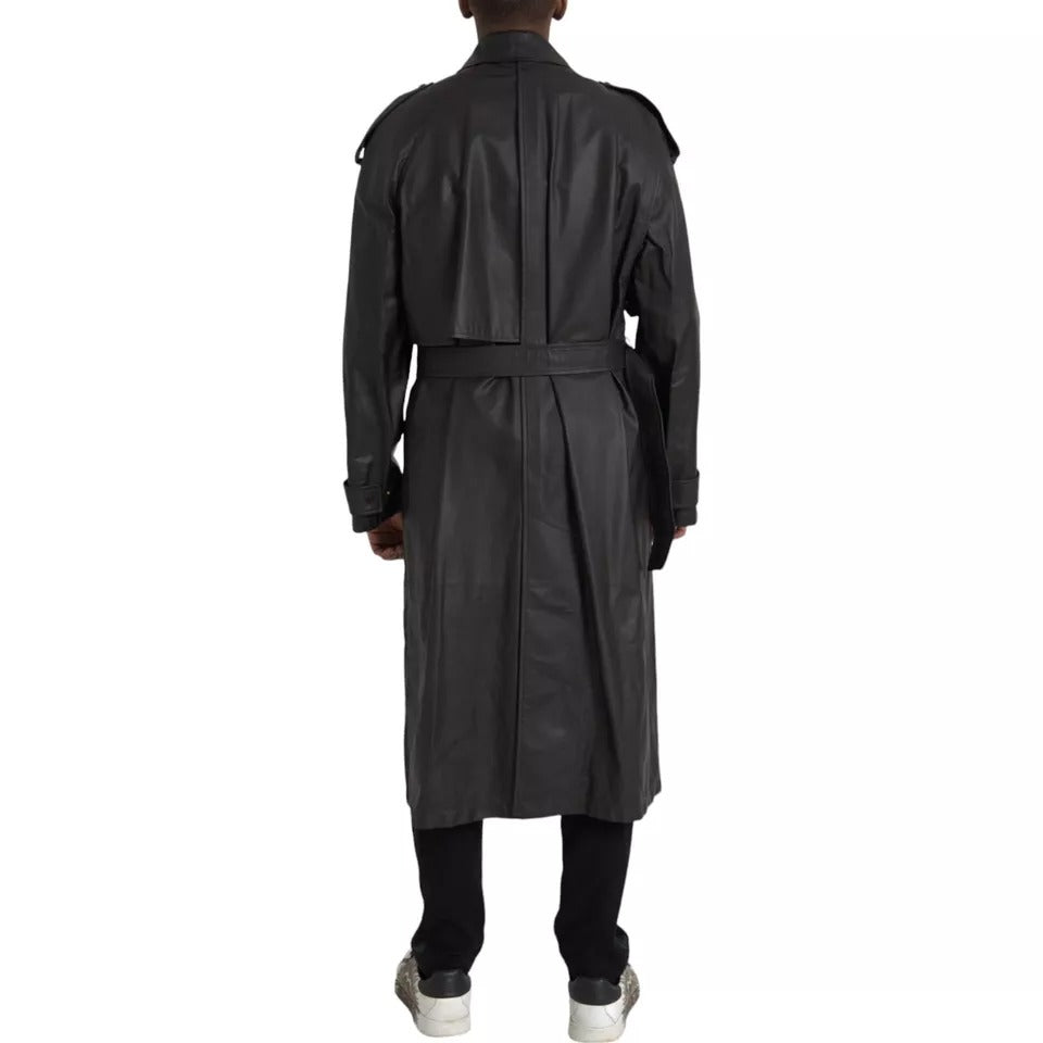 Bottega Veneta Black Leather Men Waterproof Trenchcoat Jacket -   -  Bottega Veneta.