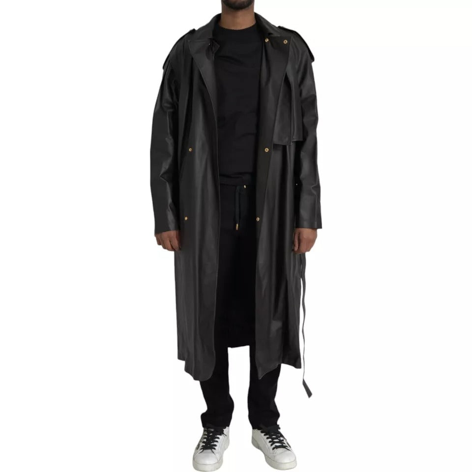 Bottega Veneta Black Leather Men Waterproof Trenchcoat Jacket -   -  Bottega Veneta.