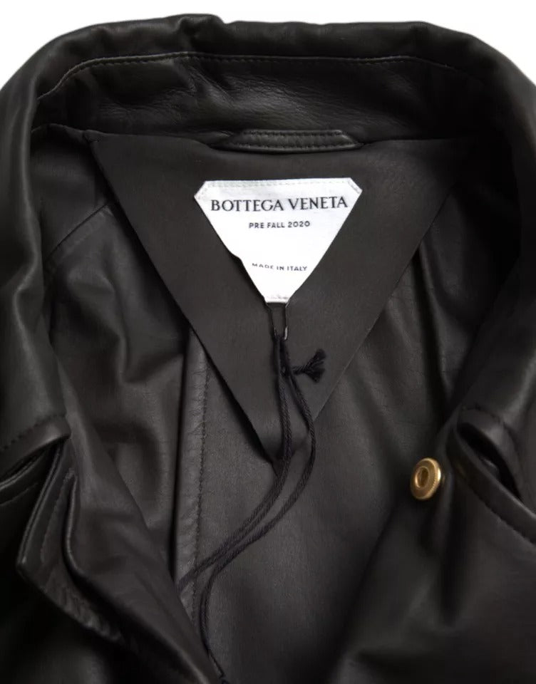 Bottega Veneta Black Leather Men Waterproof Trenchcoat Jacket -   -  Bottega Veneta.