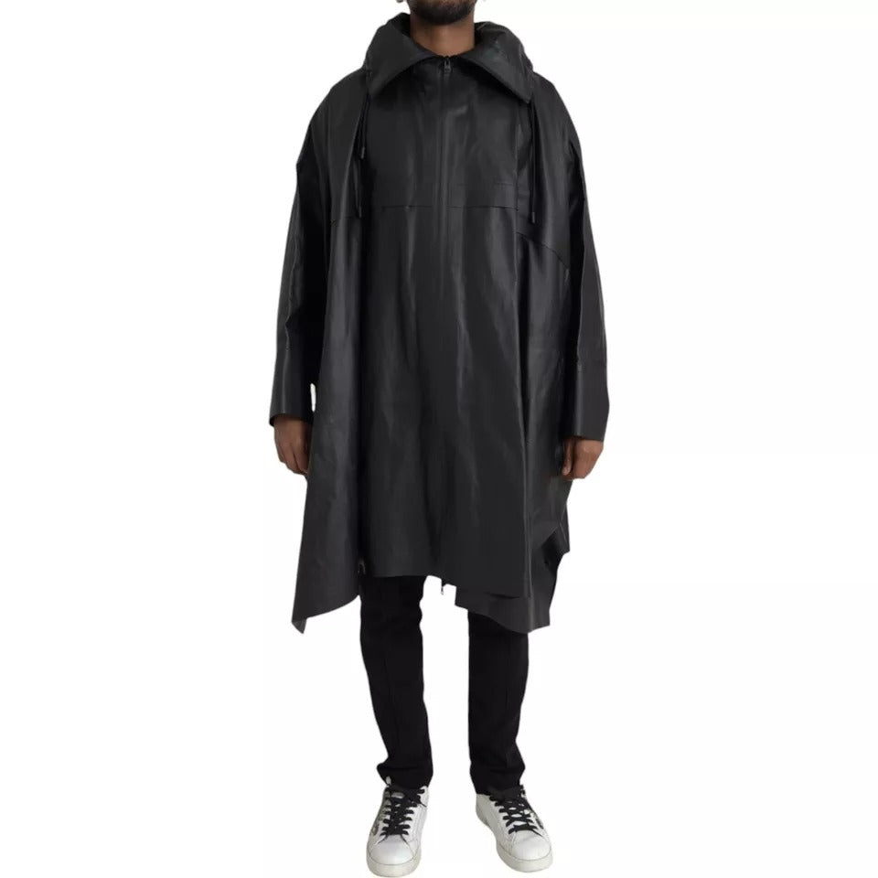 Bottega Veneta Black Leather Hooded Men Trenchcoat Jacket -   -  Bottega Veneta.