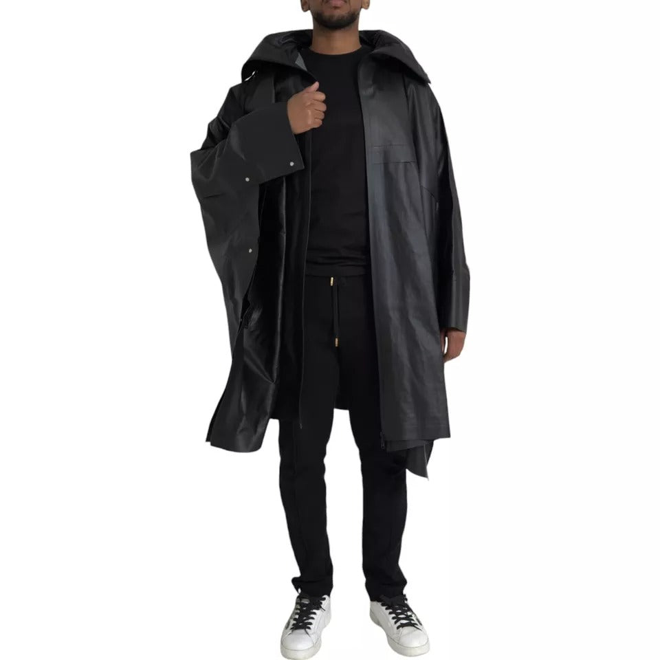 Bottega Veneta Black Leather Hooded Men Trenchcoat Jacket -   -  Bottega Veneta.
