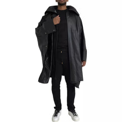 Bottega Veneta Black Leather Hooded Men Trenchcoat Jacket -   -  Bottega Veneta.