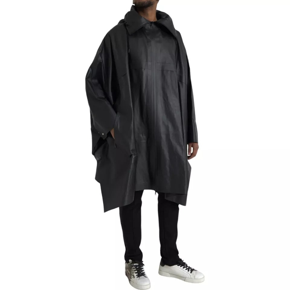 Bottega Veneta Black Leather Hooded Men Trenchcoat Jacket -   -  Bottega Veneta.