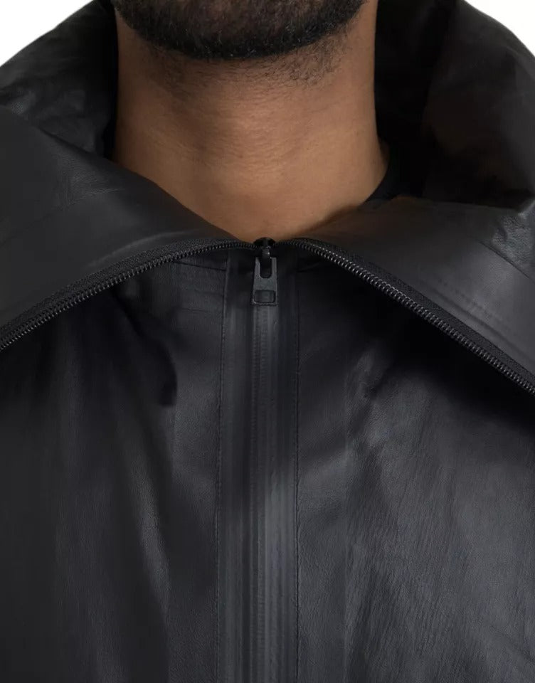 Bottega Veneta Black Leather Hooded Men Trenchcoat Jacket -   -  Bottega Veneta.