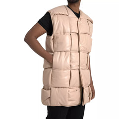 Bottega Veneta Beige Quilted Sleeveless Calf Leather Jacket -   -  Bottega Veneta.