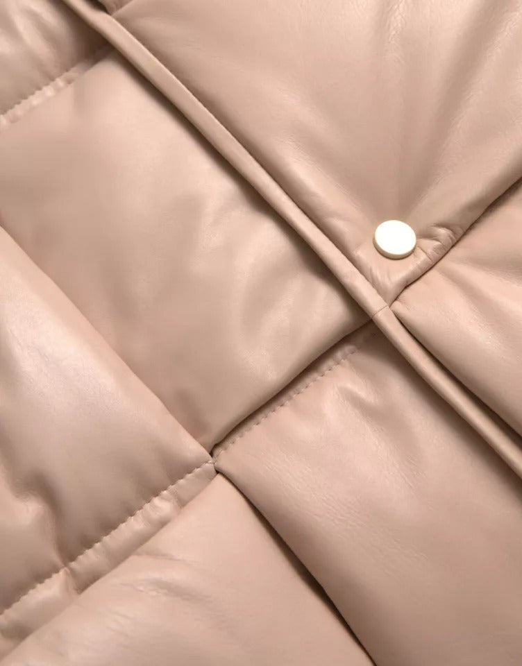 Bottega Veneta Beige Quilted Sleeveless Calf Leather Jacket -   -  Bottega Veneta.