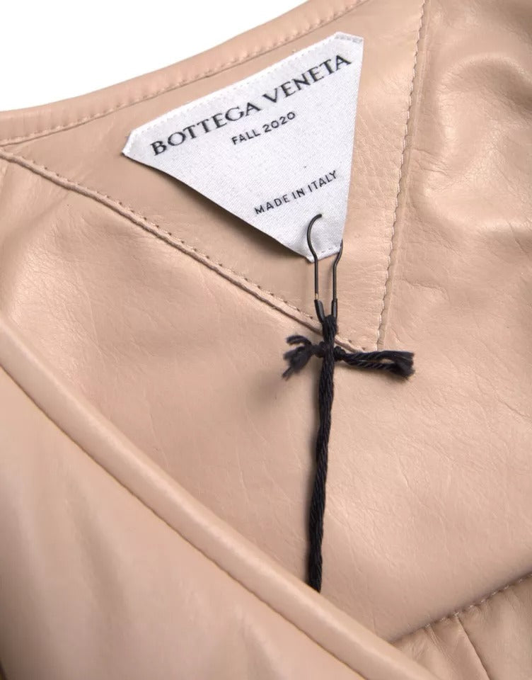 Bottega Veneta Beige Quilted Sleeveless Calf Leather Jacket -   -  Bottega Veneta.