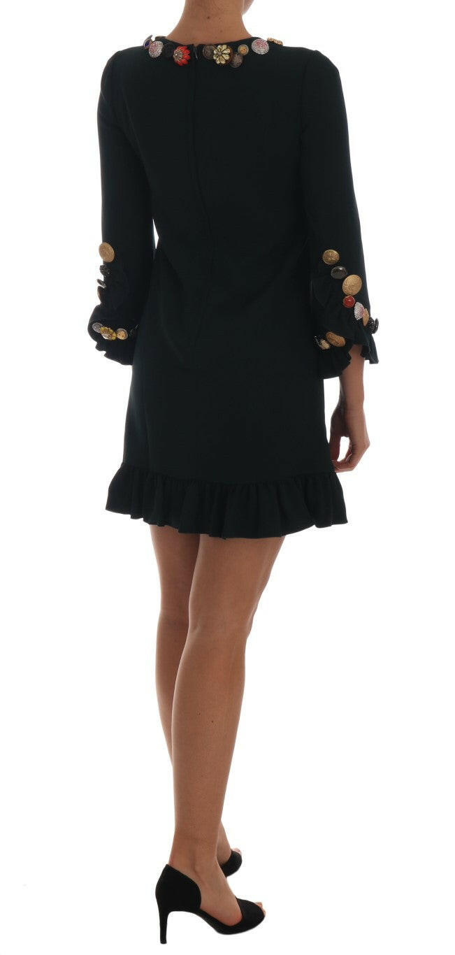 Dolce & Gabbana Crystal Green Stretch A-Line Short Dress -   -  Dolce & Gabbana.
