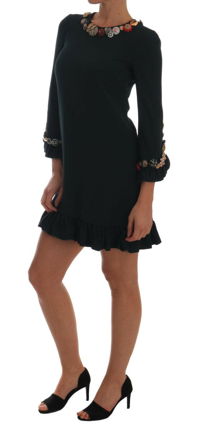 Dolce & Gabbana Crystal Green Stretch A-Line Short Dress -   -  Dolce & Gabbana.
