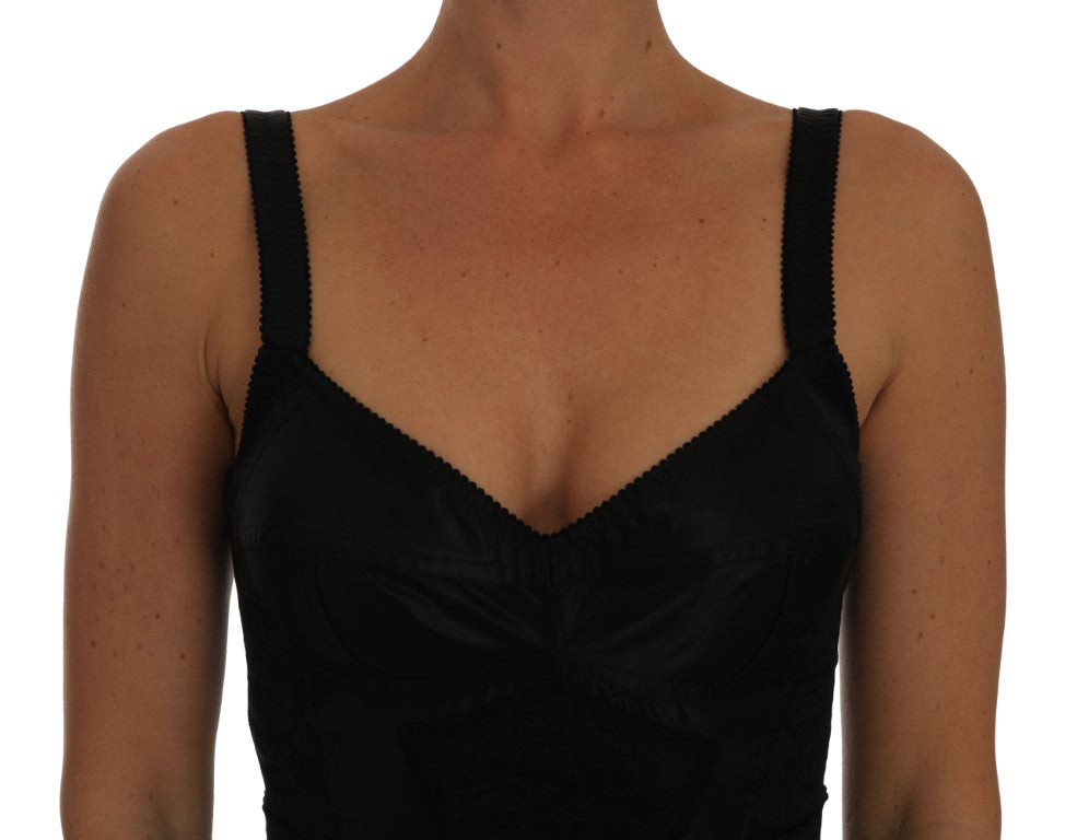 Dolce & Gabbana Romper Bodysuit Black Floral Stretch Dress -   -  Dolce & Gabbana.