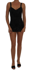 Dolce & Gabbana Romper Bodysuit Black Floral Stretch Dress -   -  Dolce & Gabbana.