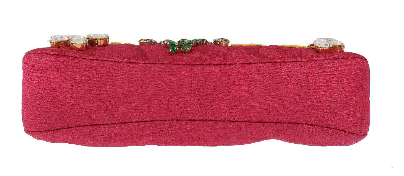 Dolce & Gabbana Pink Brocade Floral Crystal Applique Evening Purse -  Luxury Clutch Bag for Women -  Dolce & Gabbana.