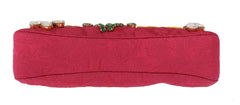 Dolce & Gabbana Pink Brocade Floral Crystal Applique Evening Purse -  Luxury Clutch Bag for Women -  Dolce & Gabbana.