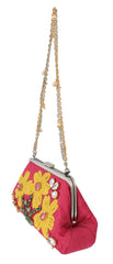 Dolce & Gabbana Pink Brocade Floral Crystal Applique Evening Purse -  Luxury Clutch Bag for Women -  Dolce & Gabbana.