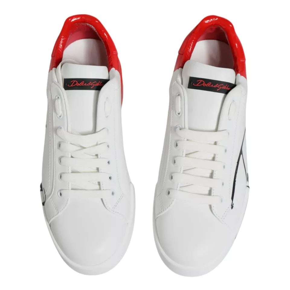 Dolce & Gabbana White Red Portofino Low Top Sneakers Shoes -   -  Dolce & Gabbana.