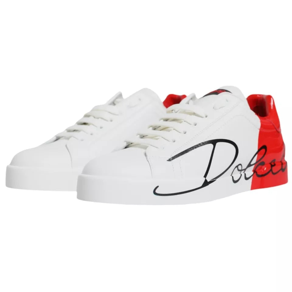 Dolce & Gabbana White Red Portofino Low Top Sneakers Shoes -   -  Dolce & Gabbana.