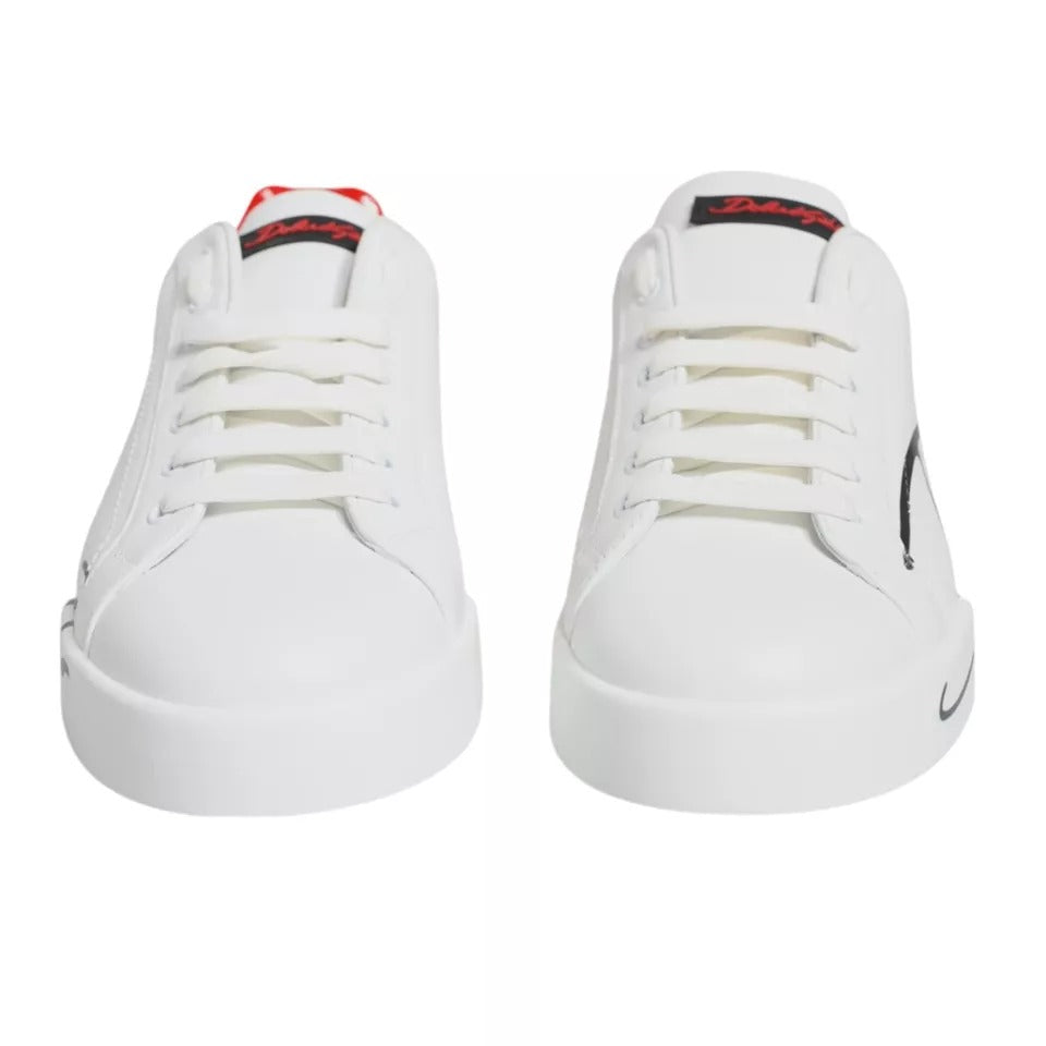 Dolce & Gabbana White Red Portofino Low Top Sneakers Shoes -   -  Dolce & Gabbana.