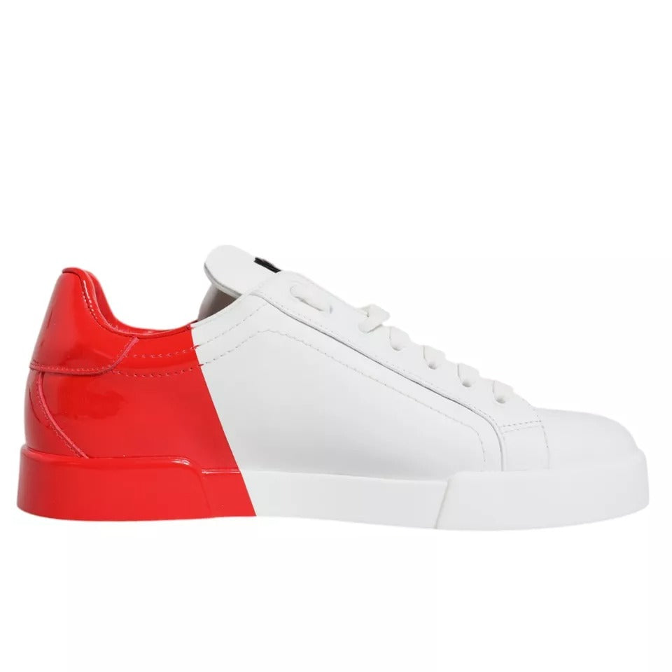 Dolce & Gabbana White Red Portofino Low Top Sneakers Shoes -   -  Dolce & Gabbana.
