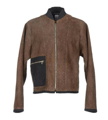 Dolce & Gabbana Brown Gray Leather Jacket Coat -   -  Dolce & Gabbana.