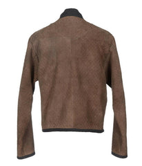 Dolce & Gabbana Brown Gray Leather Jacket Coat -   -  Dolce & Gabbana.