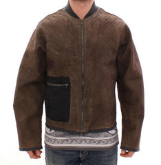 Dolce & Gabbana Brown Gray Leather Jacket Coat -   -  Dolce & Gabbana.