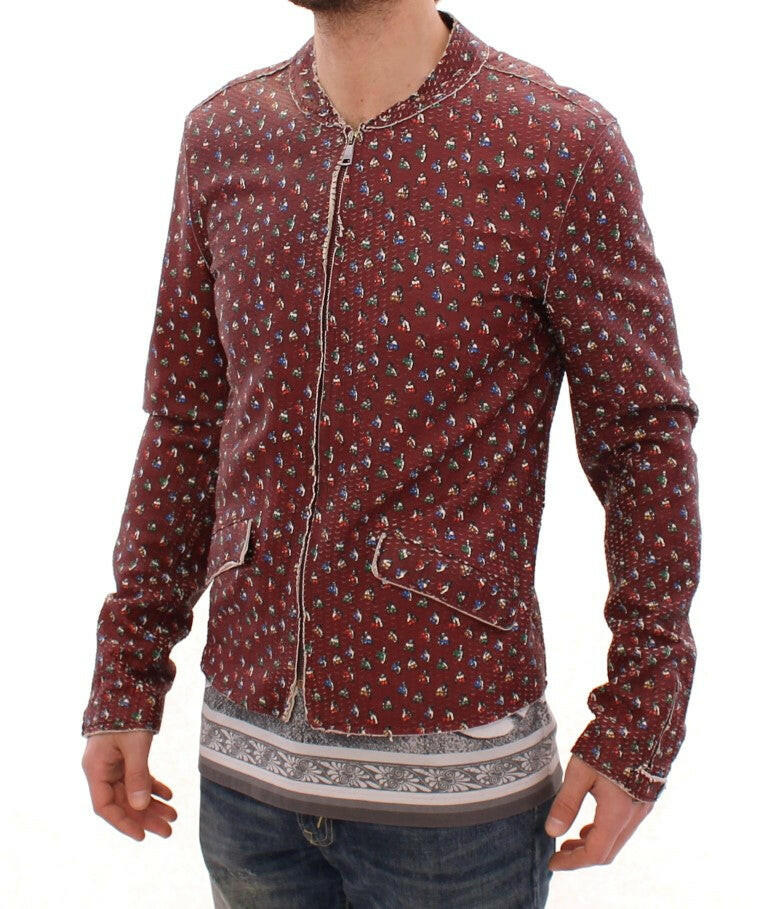 Dolce & Gabbana Bordeaux Leather Boxer Print Jacket Coat -   -  Dolce & Gabbana.