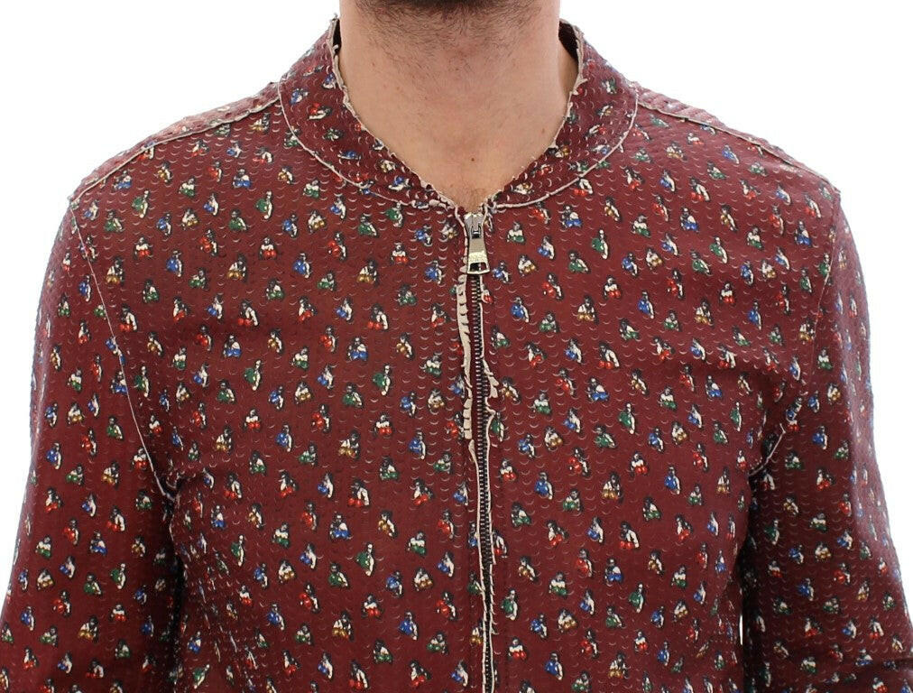 Dolce & Gabbana Bordeaux Leather Boxer Print Jacket Coat -   -  Dolce & Gabbana.