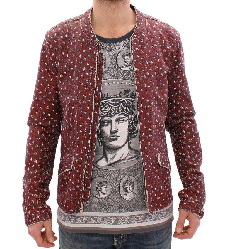 Dolce & Gabbana Bordeaux Leather Boxer Print Jacket Coat -   -  Dolce & Gabbana.
