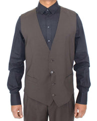 Dolce & Gabbana Brown Striped Stretch Dress Vest -  Vests for Men Suits -  Dolce & Gabbana.