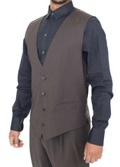 Dolce & Gabbana Brown Striped Stretch Dress Vest -  Vests for Men Suits -  Dolce & Gabbana.