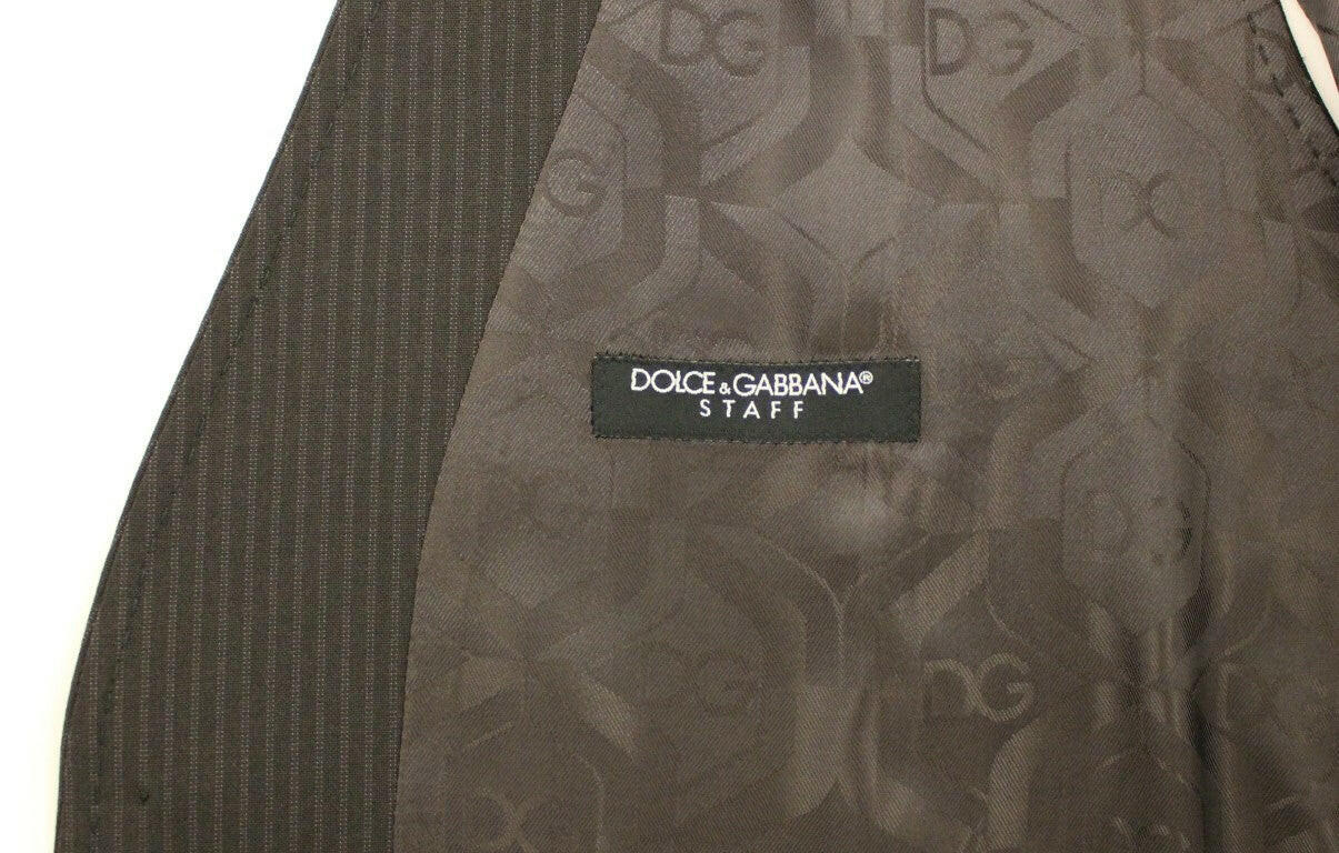 Dolce & Gabbana Brown Striped Stretch Dress Vest -  Vests for Men Suits -  Dolce & Gabbana.