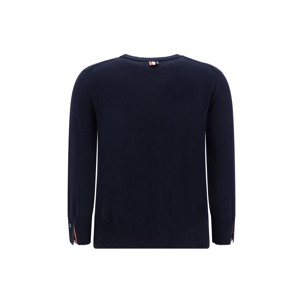 Thom Browne White bands crew neck Sweater -   -  Thom Browne.