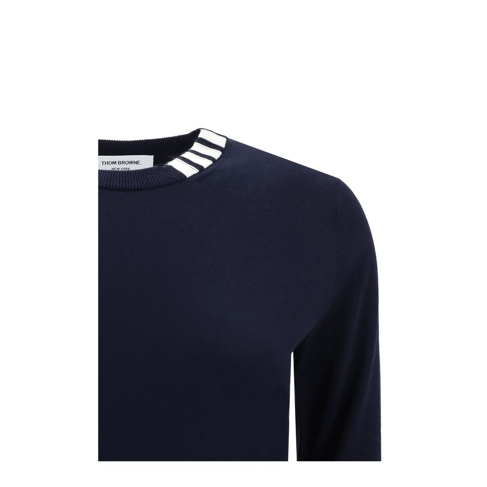 Thom Browne White bands crew neck Sweater -   -  Thom Browne.