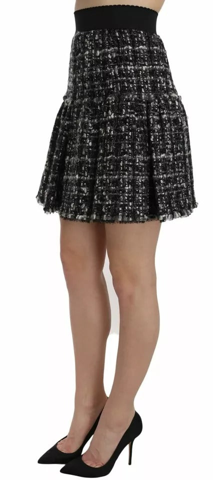 Dolce & Gabbana Black Check Flounce Detailed Wool Mini Skirt -   -  Dolce & Gabbana.