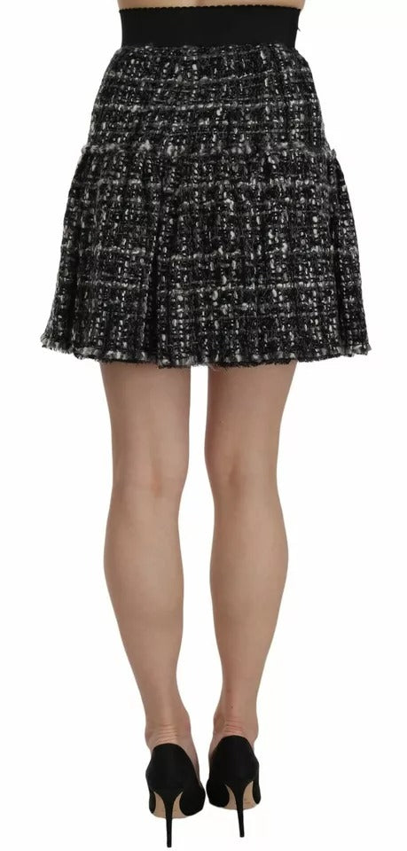 Dolce & Gabbana Black Check Flounce Detailed Wool Mini Skirt -   -  Dolce & Gabbana.