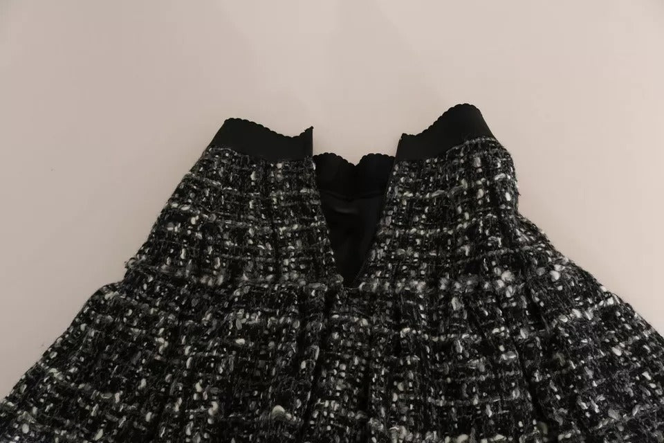 Dolce & Gabbana Black Check Flounce Detailed Wool Mini Skirt -   -  Dolce & Gabbana.