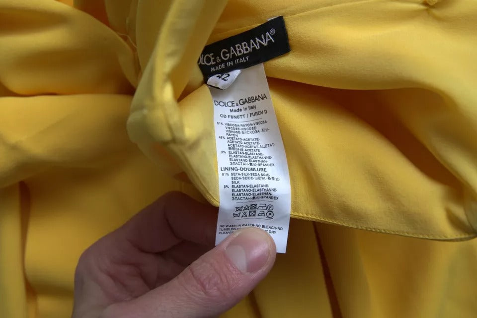 Dolce & Gabbana Yellow One Shoulder Side Slit Midi Dress -   -  Dolce & Gabbana.