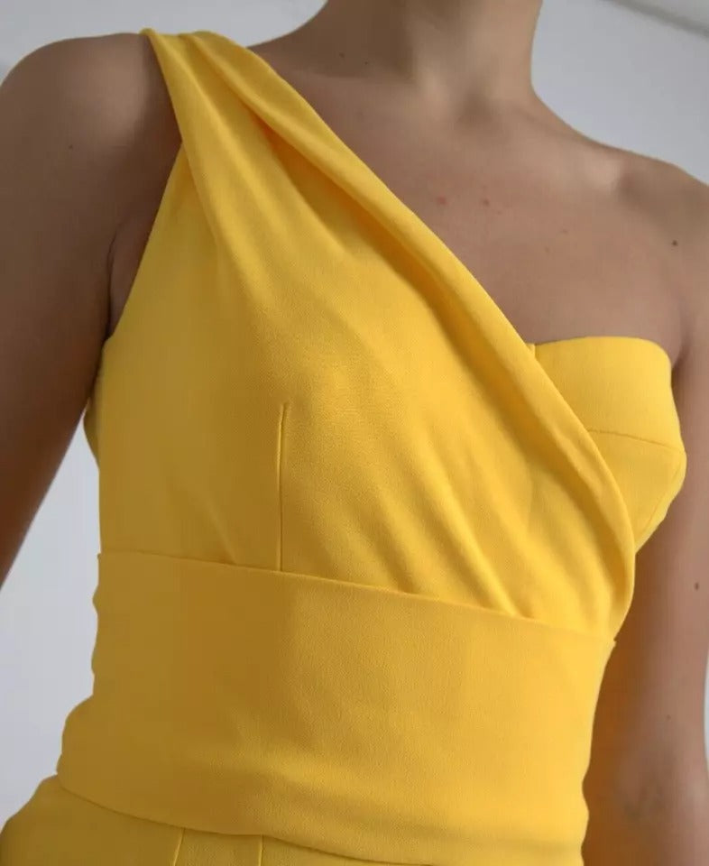 Dolce & Gabbana Yellow One Shoulder Side Slit Midi Dress -   -  Dolce & Gabbana.