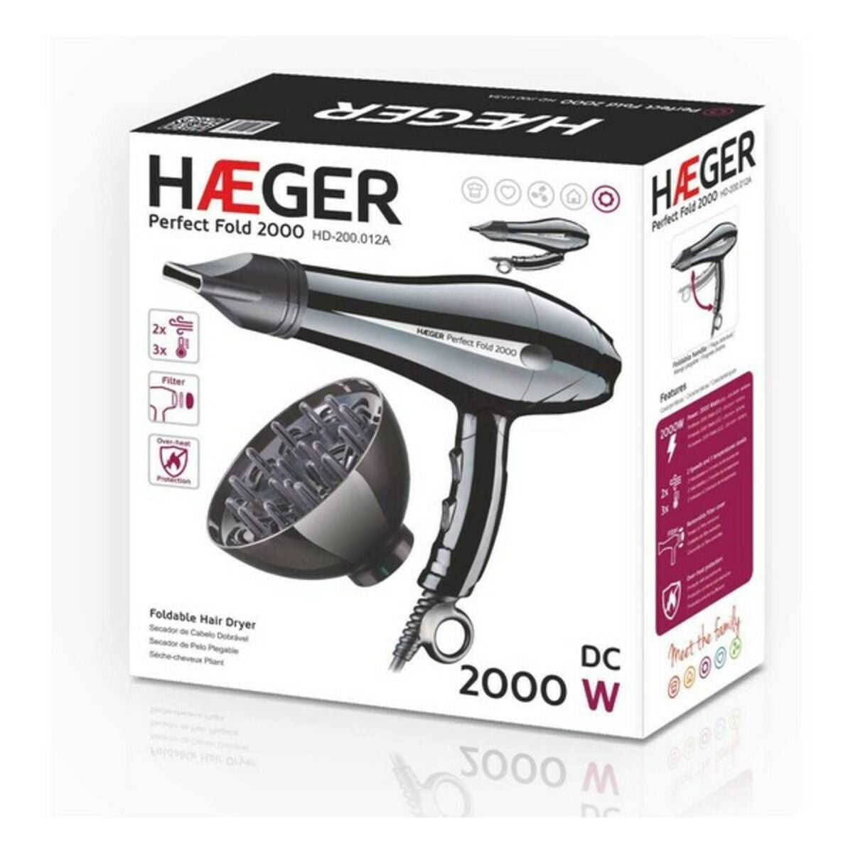 Hairdryer Haeger HD-200.012A 2000W Black 2000 W -  Beauty, Hair care -  Haeger.