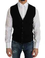 Dolce & Gabbana Black Cotton Dress Woven Waistcoat -  Vests for Men Suits -  Dolce & Gabbana.