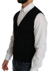 Dolce & Gabbana Black Cotton Dress Woven Waistcoat -  Vests for Men Suits -  Dolce & Gabbana.