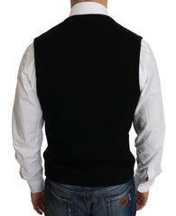 Dolce & Gabbana Black Cotton Dress Woven Waistcoat -  Vests for Men Suits -  Dolce & Gabbana.